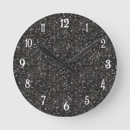Reloj Redondo Mediano Purpurina elegante oscuro del gris de plata