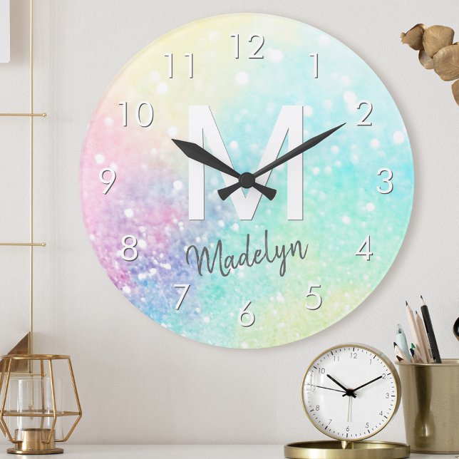 Reloj Redondo Mediano Purpurina holográfico irlandés Girly (Subido por el creador)