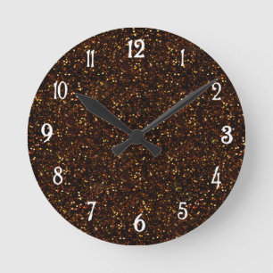 Reloj Redondo Mediano Purpurina Naranja de cobre bronce oscuro