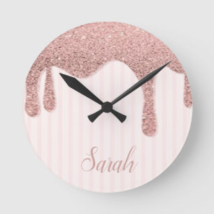 Reloj Redondo Mediano Purpurina rosa de moda de Guay