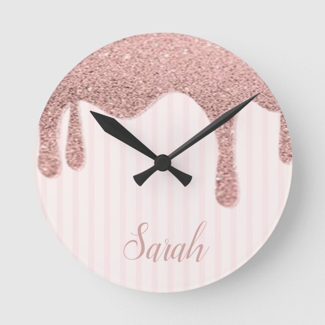 Reloj Redondo Mediano Purpurina rosa de moda de Guay (Anverso)