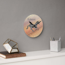 Reloj Redondo Mediano Purpurinoso Starry Unicorn