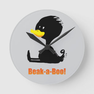 Reloj Redondo Mediano ¡Quack-a-Boo! Pato de Dibujos Animados Adorable co