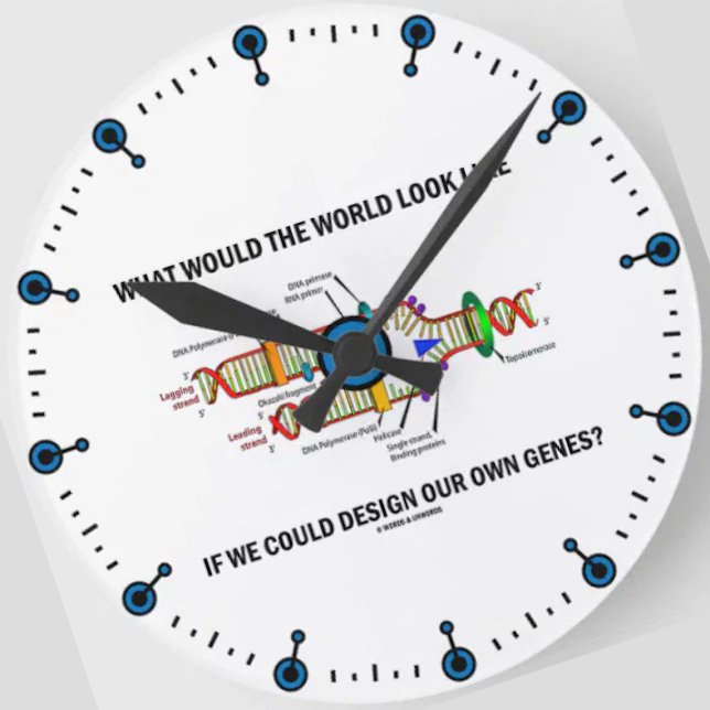 Reloj Redondo Mediano ¿Qué el gusto de la mirada del mundo diseñaría (Clock for anyone into biotechnology featuring ponderous molecular biology query.)