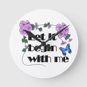 Reloj Redondo Mediano Que Empiece Con Mí Diciendo Flores Mariposa