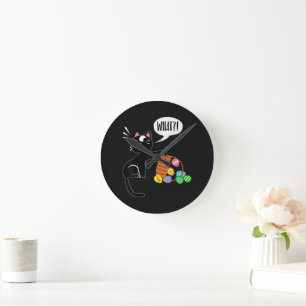 Reloj Redondo Mediano ¡QUÉ ! Gato de Pascua