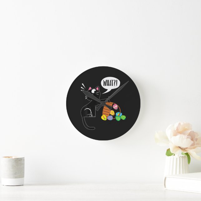 Reloj Redondo Mediano ¡QUÉ ! Gato de Pascua (Hogar)
