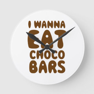 Reloj Redondo Mediano Quiero Comer Barras De Choco