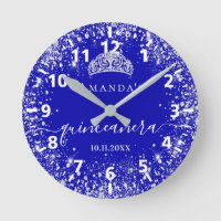 Quinceanera royal blue silver glitter tiara name