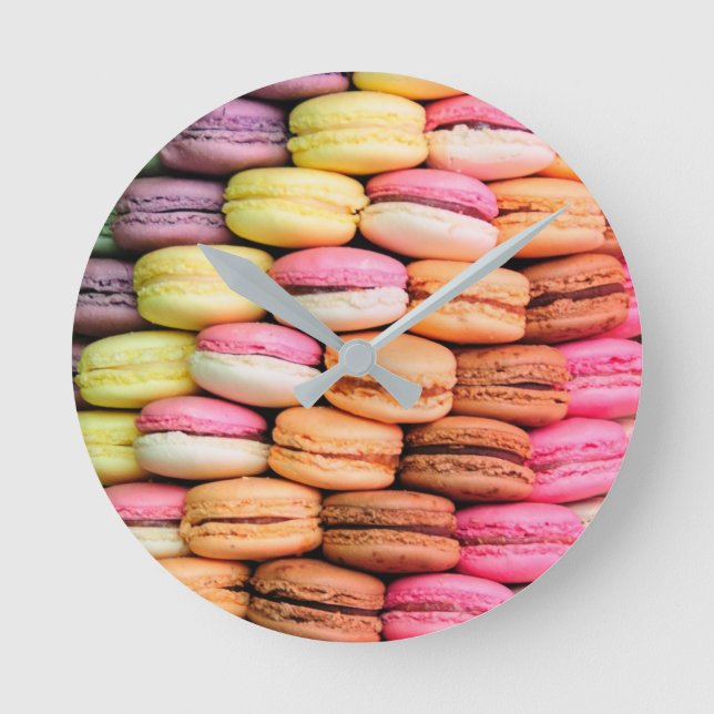 Reloj Redondo Mediano Quirky Colorful Macaroons Round Clock (Anverso)