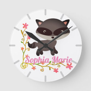 Reloj Redondo Mediano Raccoon con flores