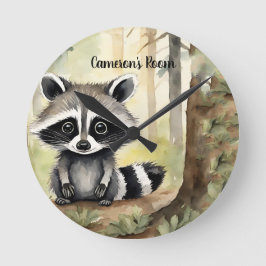 Reloj Redondo Mediano Raccoon Personalizado Woodland