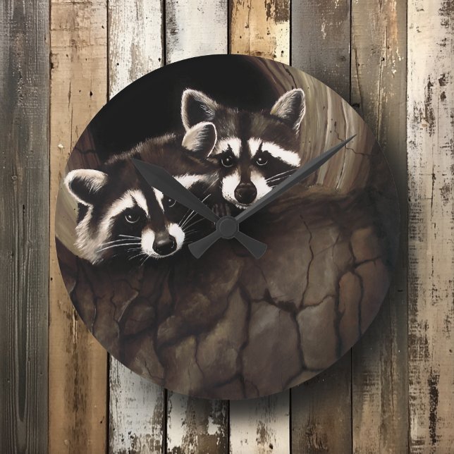 Reloj Redondo Mediano Raccoons Brown Cute Tree (Subido por el creador)