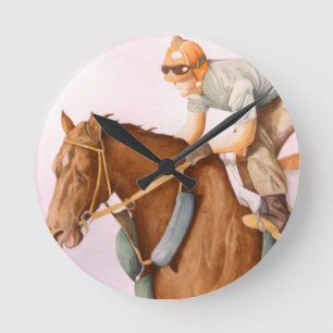 Reloj Redondo Mediano Race Horse y Jockey