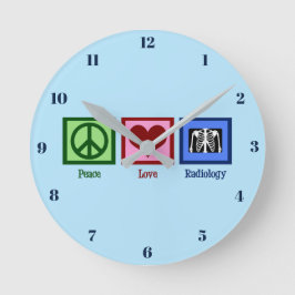 Reloj Redondo Mediano Radiólogo Peace Love Radiology X-Ray Lab Tech