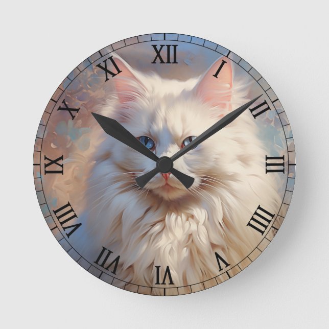Reloj Redondo Mediano Ragdoll cat (Anverso)