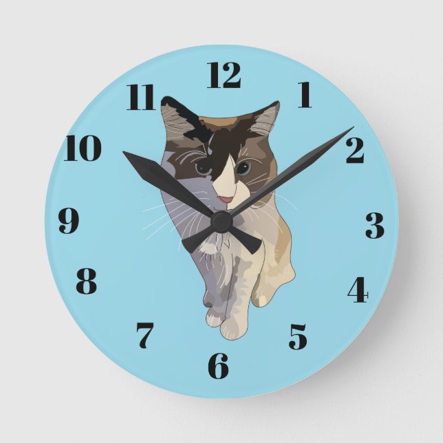 Reloj Redondo Mediano Ragdoll cat, pastel blue, stained glass (Anverso)