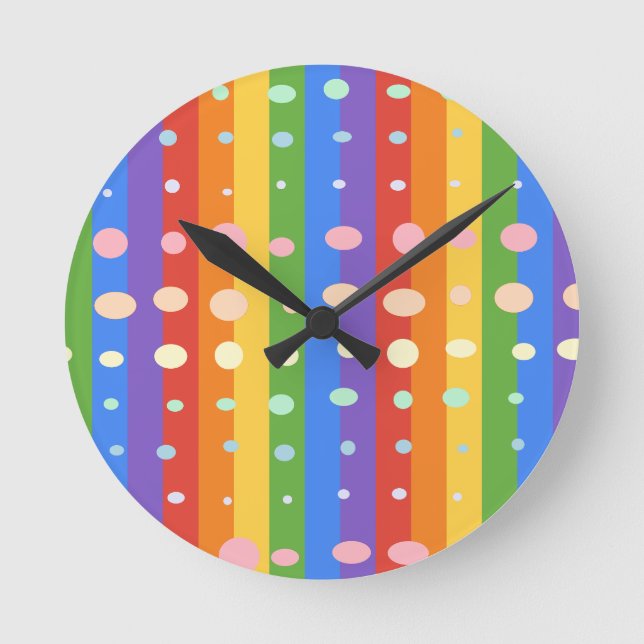 RELOJ REDONDO MEDIANO RAINBOW DOT STRIPES (Anverso)