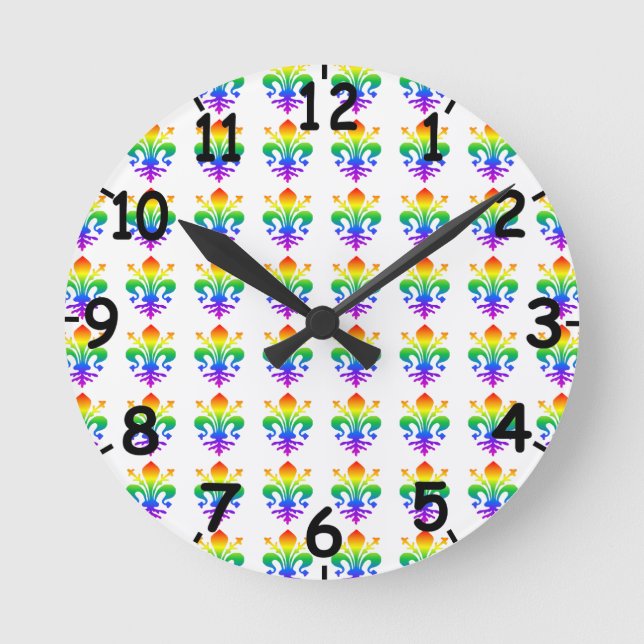 Reloj Redondo Mediano Rainbow Fleur-de-lis (Anverso)