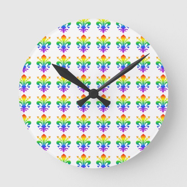 Reloj Redondo Mediano Rainbow Fleur-de-lis (Anverso)