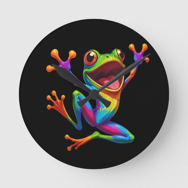 Reloj Redondo Mediano Rainbow Frog  (Anverso)