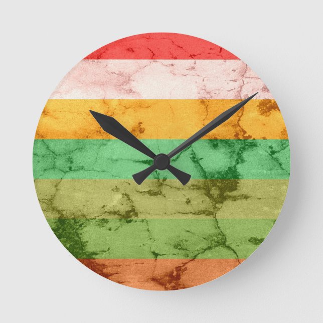 Reloj Redondo Mediano Rainbow Grunge Stripes Background (Anverso)