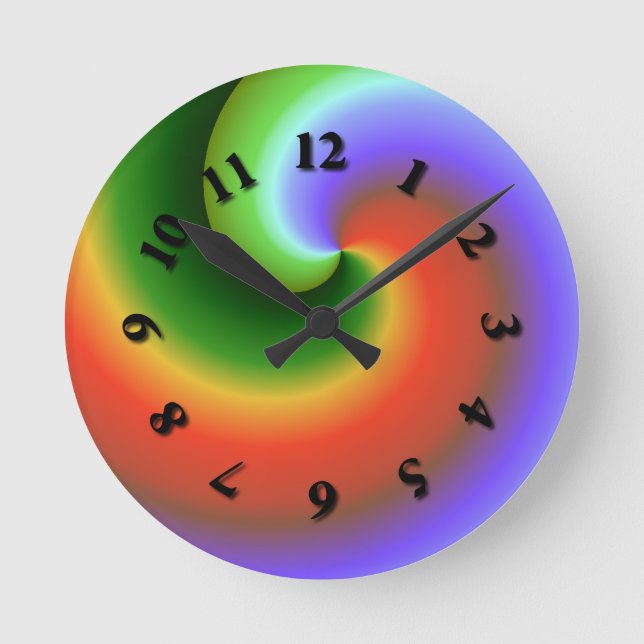 Reloj Redondo Mediano Rainbow Swirl (Anverso)