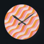 Reloj Redondo Mediano Rainbow Swirl Pink Orange Abstract Retro Sunshine<br><div class="desc">Abstract Retro Lines – Abstract Rainbow in Beige,  Pink and Orange.</div>