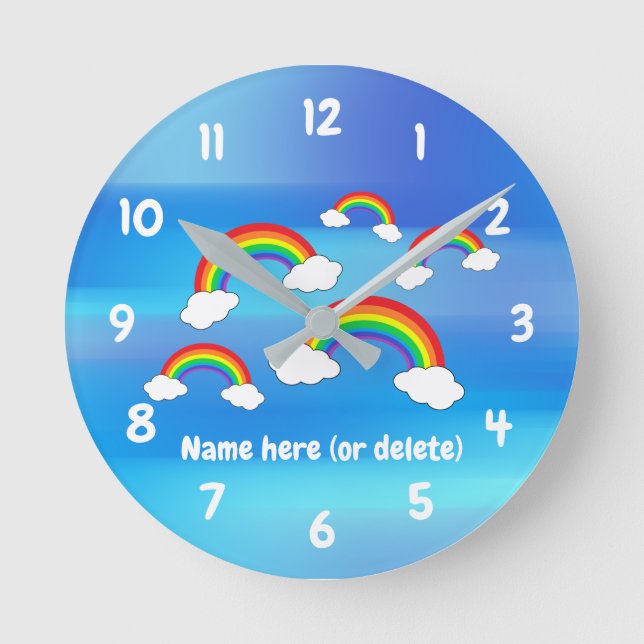 Reloj Redondo Mediano Rainbows and Clouds Acrylic wall clock (Anverso)