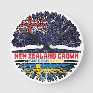 Reloj Redondo Mediano Raíz de árbol de Nueva Zelanda de Suecia