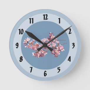 Reloj Redondo Mediano Rama de cerezo en flor en la luz del sol