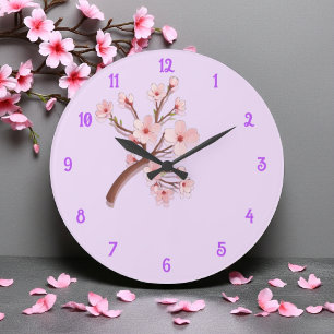 Reloj Redondo Mediano Rama de Flor de Cerezo