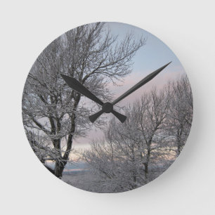 Reloj Redondo Mediano Ramas nevadas