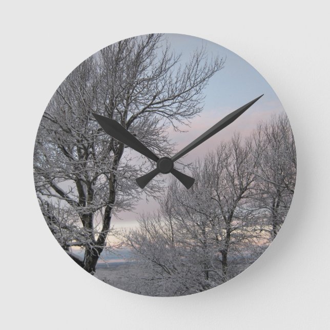 Reloj Redondo Mediano Ramas nevadas (Anverso)