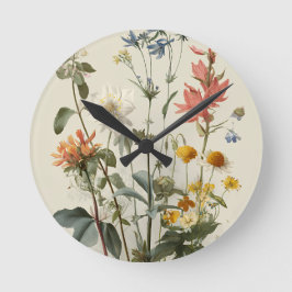 Reloj Redondo Mediano Ramo de pradera de flores silvestres