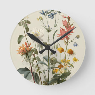 Reloj Redondo Mediano Ramo de pradera de flores silvestres