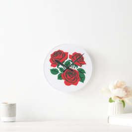 Reloj Redondo Mediano Ramo de Rosas