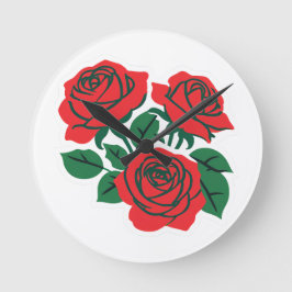 Reloj Redondo Mediano Ramo de Rosas