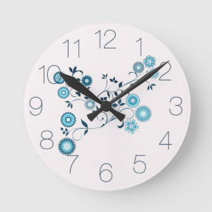 Reloj Redondo Mediano Ramo Floral Blue Delft