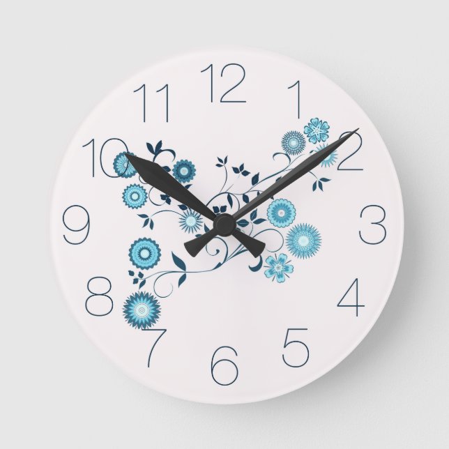 Reloj Redondo Mediano Ramo Floral Blue Delft (Anverso)