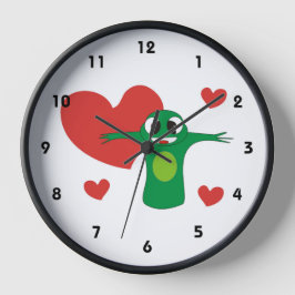 Reloj Redondo Mediano Rana con corazones