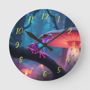 Reloj Redondo Mediano Rana de Neon Mágica