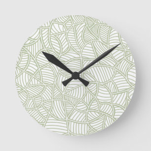 Reloj Redondo Mediano Random Leaf Mosaic Pale Green
