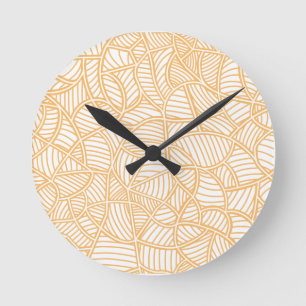 Reloj Redondo Mediano Random Leaf Mosaic Pale Orange