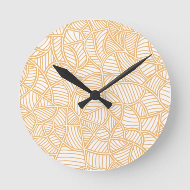 Reloj Redondo Mediano Random Leaf Mosaic Pale Orange (Anverso)