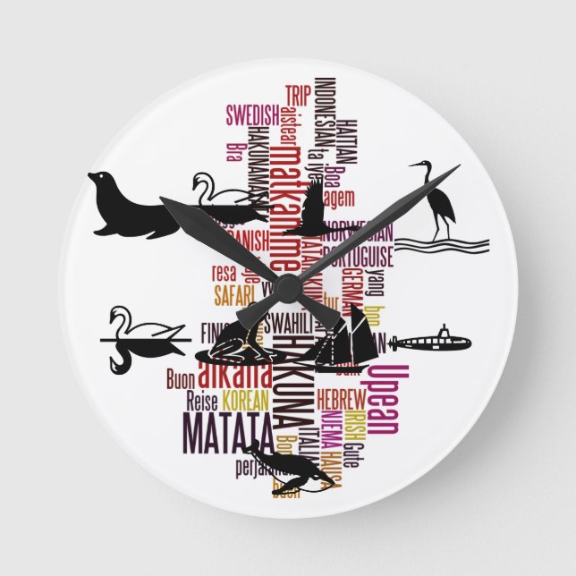 Reloj Redondo Mediano Ranura global: Hakuna Matata en todos los idiomas (Anverso)