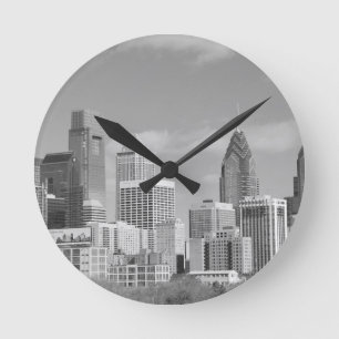 Reloj Redondo Mediano Rascacielos en blanco y negro