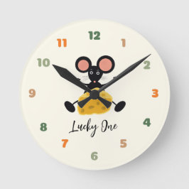 Reloj Redondo Mediano Ratón pequeño con queso