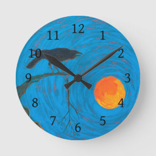 Reloj Redondo Mediano Raven y Luna llena