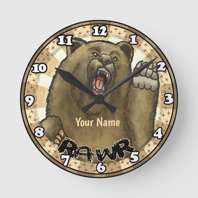 Reloj Redondo Mediano Rawr Bear clock (Anverso)